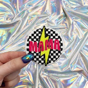 Checkered Mama Patch, Cute Patches for Hats, Trendy Patches, Iron On Patch, Hat Patches, Embroidered, Hat Bar Patches, Trucker Hat Patches