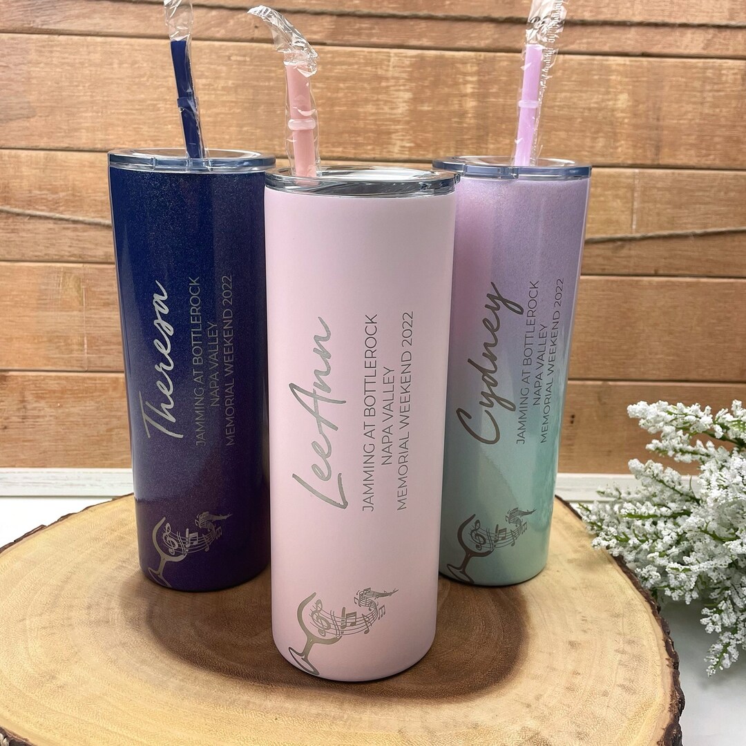 Personalized Wine Festival Tumbler With Straw Laser Engraved, Napa