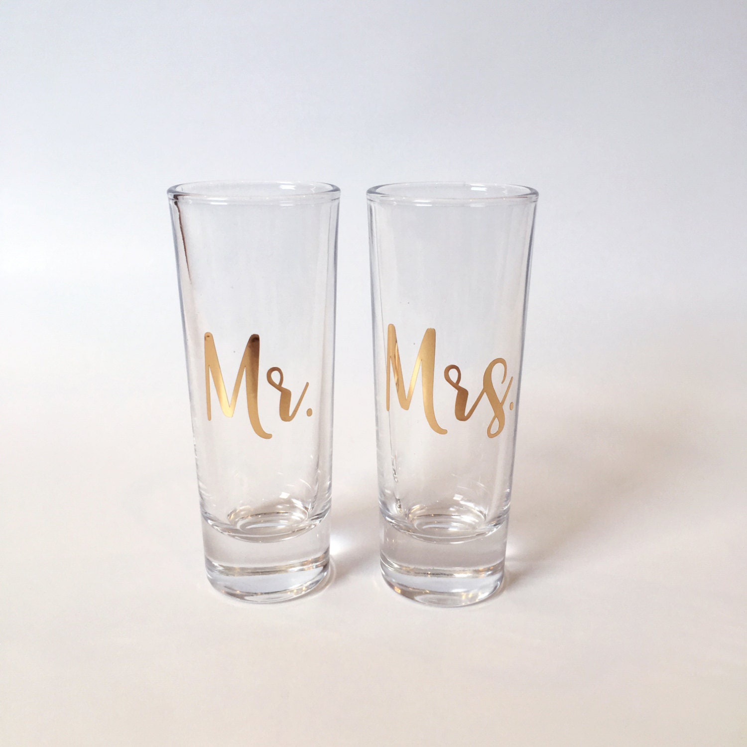 SET OF 2 Mr. and Mrs. Shot Glasses Shot Glass Wedding Etsy