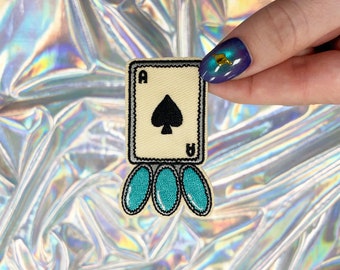 Turquoise Ace Card Patch, Cute Patches for Hats, Trendy Patches, Iron On Patch, Hat Patches, Hat Bar, Trucker Hat Patches, Small Patch