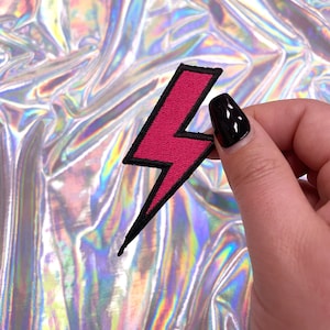 Hot Pink Lightning Bolt Patch, Iron On Patch, Hat Patches, Small Patches, Hat Bar Patches, Trucker Hat Patches, Pink Patch