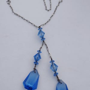 Art Deco 1930s Blue Czech Glass Necklace