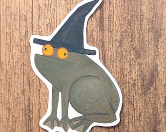 Toad Wizard - Frog Witch Vinyl Sticker - Water Resistant Decal