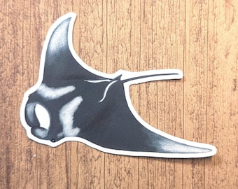 Manta Ray Vinyl Sticker - Water Resistant Laptop and Water Bottle Decal