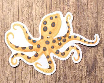 Blue Ringed Octopus Vinyl Sticker - Water Resistant Decal