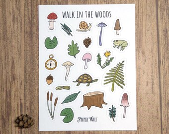 Walk In The Woods Sticker Sheet - Woodland Forest Stickers Set
