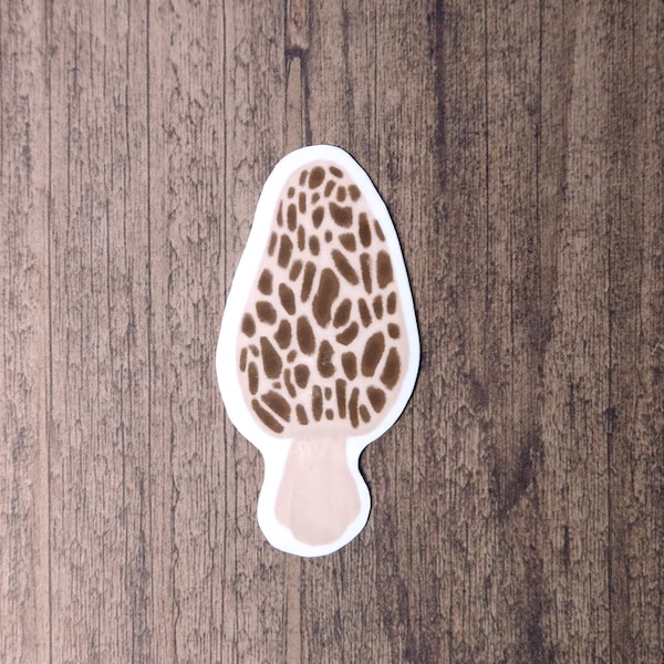 Morel Mushroom Vinyl Sticker Flake - Water Resistant Illustrated Morchella Laptop Decal