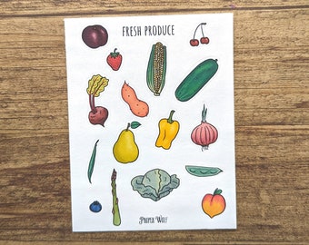 Fresh Produce - Fruit and Vegetable Garden Sticker Sheet