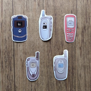 Retro Cell Phone Vinyl Stickers - Water Resistant Illustrated 00s Nostalgic Sticker