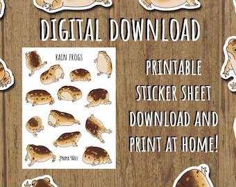 Printable Desert Rain Frogs Sticker Sheet - Download And Print At Home Digital Stickers