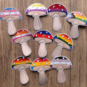 Mushroom Pride Flag Sticker - Cottagecore LGBTQ+ Vinyl Stickers