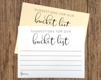 Suggestions For Our Bucket List - Wedding Or Retirement Party Card Game