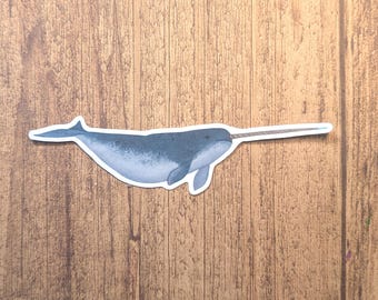 Narwhal Vinyl Sticker - Water Resistant Laptop and Bottle Whale Decal