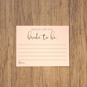 Advice for the Bride To Be Wedding Shower Advice Card Bridal Shower Game Pink, Cream, Kraft, White Cards Blush Pink