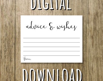 Advice And Wishes For The Graduate Cards Printable PDF - DIY Instant Download - 8.5 x 11 and 4.25 x 5.5 Files Included - Personal Use Only