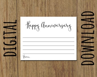 Happy anniversary Cards Printable PDF - DIY Instant Download - 8.5 x 11 and 4.25" x 5.5" Files Included - Personal Use Only