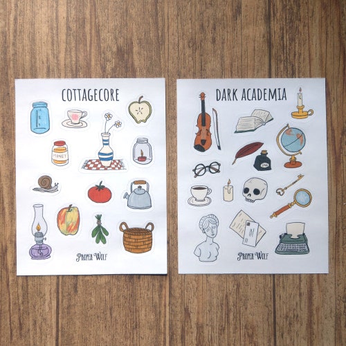 Dark Academia Sticker Set Combo Darkademic Aesthetic - Etsy