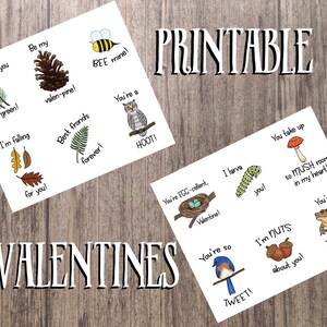 12 Natur inspirierte Valentinskarten zum Ausdrucken - Wald Themen Valentines - Digital Download