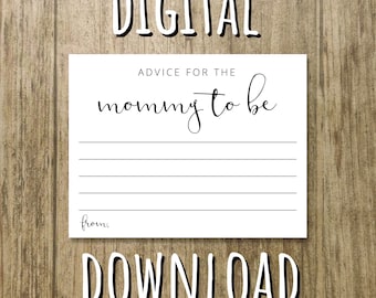 Advice For The Mommy To Be Cards Printable PDF - DIY Instant Download - 8.5 x 11 and 4.25" x 5.5" Files Included - Personal Use Only