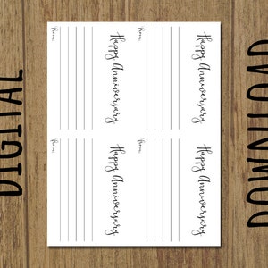 Happy Anniversary Cards Printable PDF - DIY Instant Download - 8.5 X 11 ...