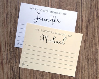 My Favorite Memory - Personalized Memorial Cards For Celebration of Life Or Funeral - Custom Memory Cards