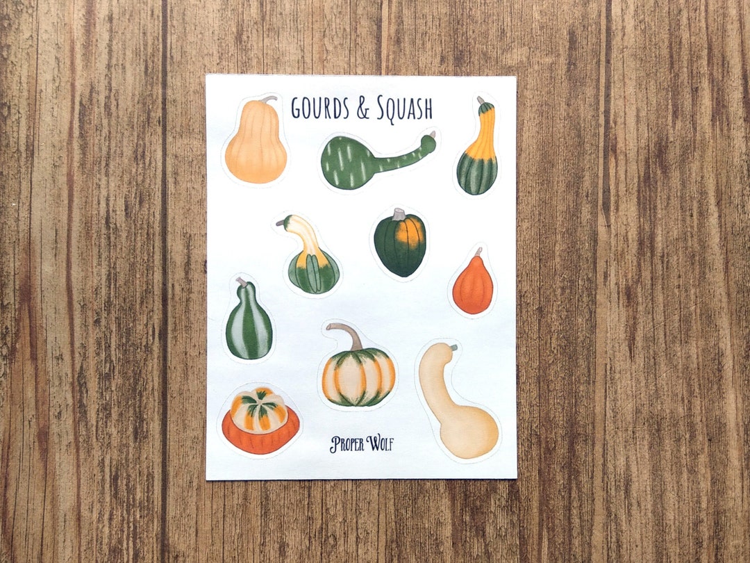 Gourds and Squash Sticker Sheet - Cozy Autumn Stickers Set for Fall ...