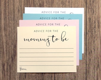 Advice For The Mommy To Be Cards - New Mommy Baby Shower Game Card - Pink Blue Cream White - Printed Advice Cards