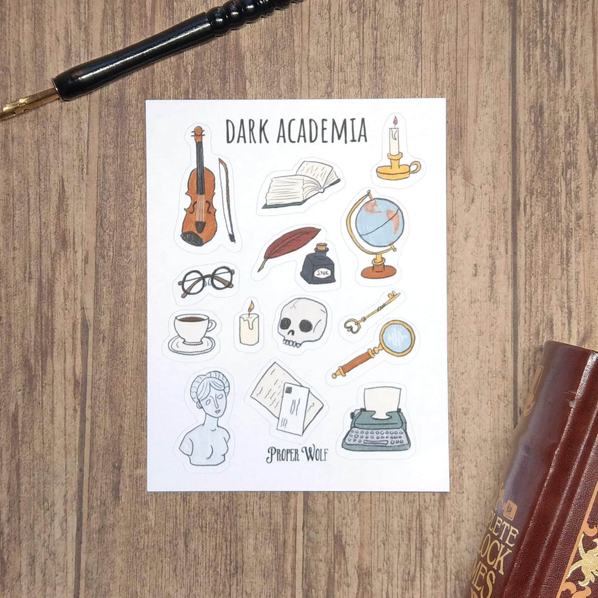 Dark Academia Sticker Sheet Bullet Journal Stickers, Planner