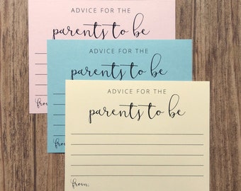 Advice For The Parents To Be Cards - New Parents Baby Shower Game Card - Pink Blue Cream Neutral - Printed Advice Cards