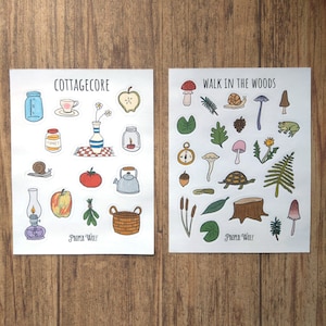 Cottagecore / Woodland Sticker Sheet Combo - Goblincore Aesthetic Stickers