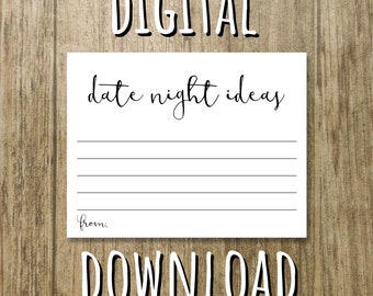 Date Night Ideas Cards Printable PDF - DIY Instant Download - 8.5 x 11 and 4.25 x 5.5 Files Included - Personal Use Only