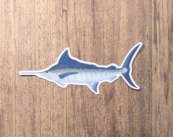 Blue Marlin Vinyl Sticker - Water Resistant Laptop and Bottle Decal