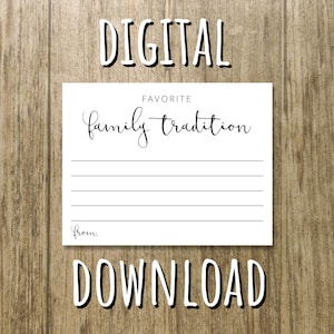Lieblings Familien Tradition Karten Druckbare PDF - DIY Sofortiger Download - 8.5 x 11 und 4.25 x 5.5 Dateien enthalten - Nur für den persönlichen Gebrauch