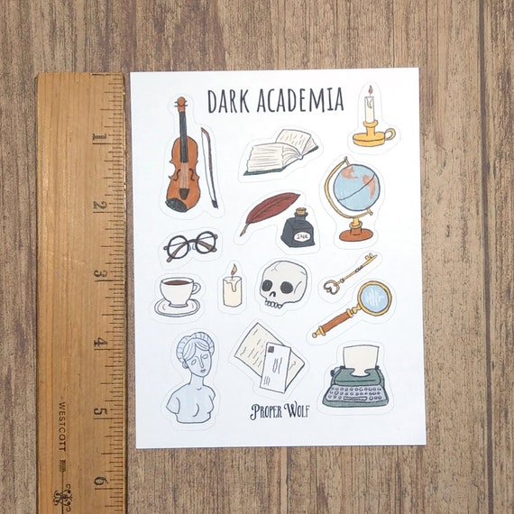 dark academia-handmade planner journal stickersheet