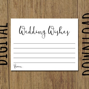 Tarjetas de deseos de boda PDF imprimibles - Descarga instantánea de bricolaje - Archivos de 8,5 x 11 y 4,25" x 5,5" incluidos - Sólo para uso personal