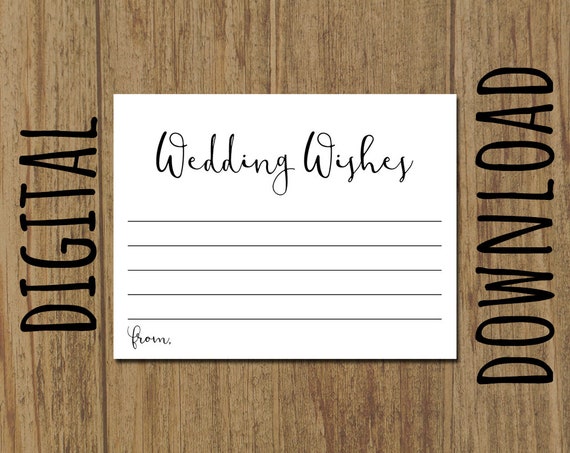 Wedding Wishes Cards Printable PDF DIY Instant Download | Etsy