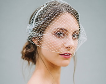 Cage à oiseaux en voile court nuptial, bandeau - « Linn »