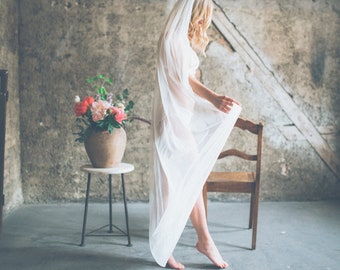 Schlichter feiner Boho Brautschleier Hochzeit - Bodenlänge - Annie