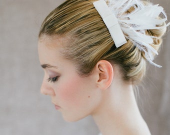 Wedding Hair Accessory , Bridal Feather Piece - "Lulu"