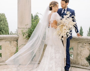 Voile de mariée long deux épaisseurs, mariage - longueur mollet - Cécilia