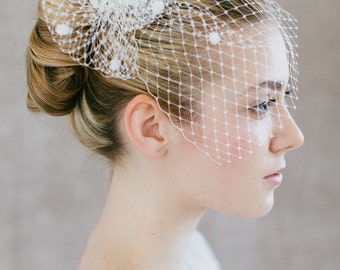 Birdcage Fascinator Wedding Headpiece - "Tita"