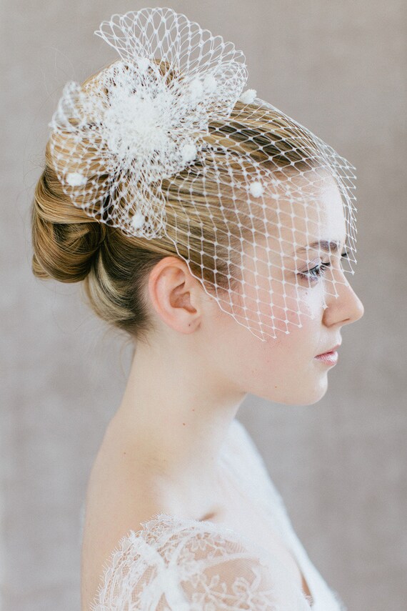 Birdcage Fascinator Wedding Headpiece Tita Etsy