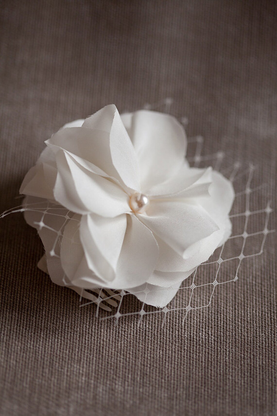Bridal Silk Flower Wedding Hair Flower Netting Etsy