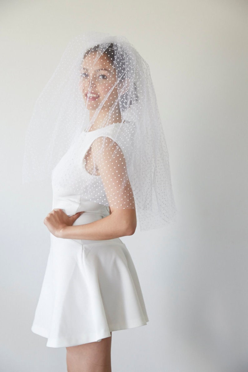 Bridal veil wedding elbow length Paulette image 4