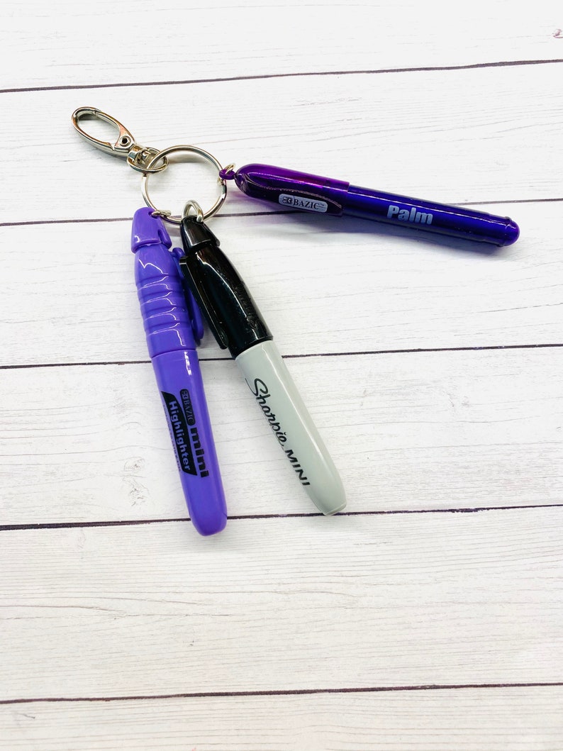 Sharpie Mini ballpoint pen BLACK INK highlighter keychain. Etsy