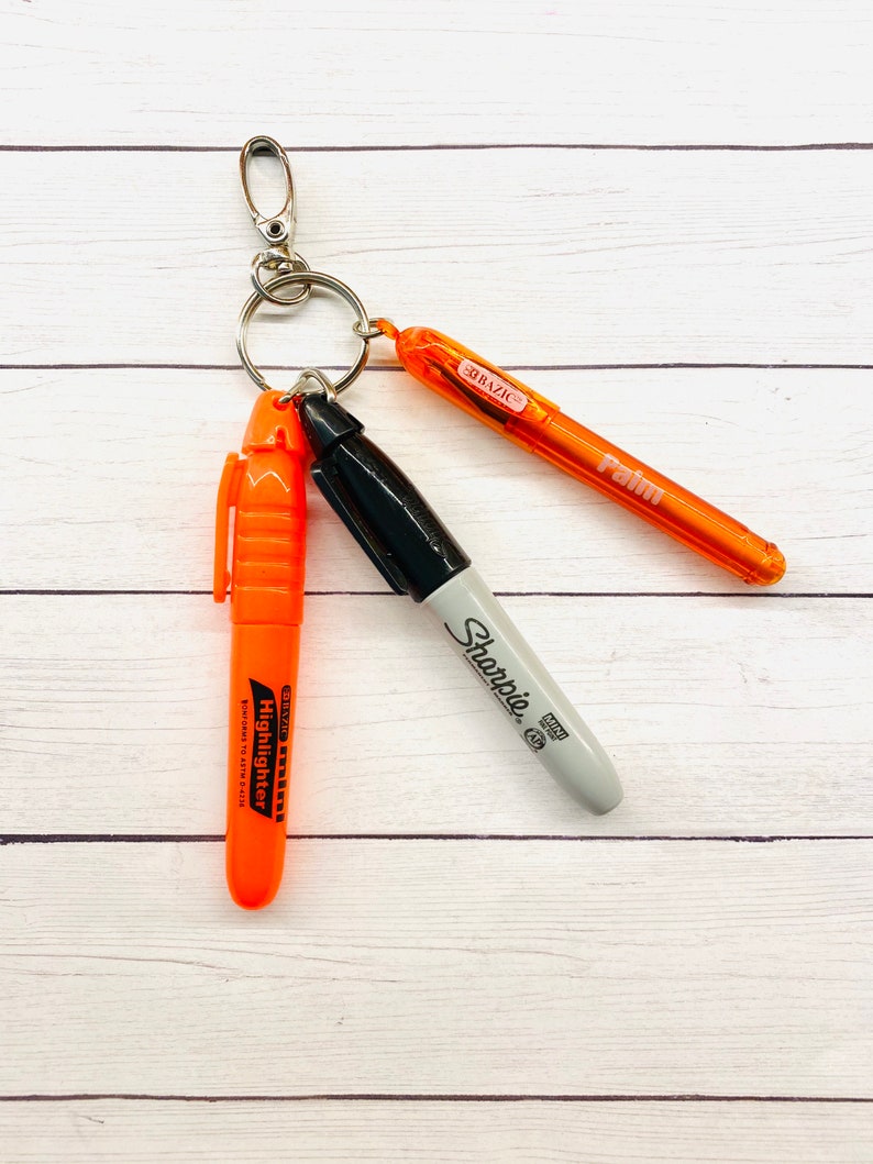 Sharpie Mini ballpoint pen BLACK INK highlighter keychain. Etsy