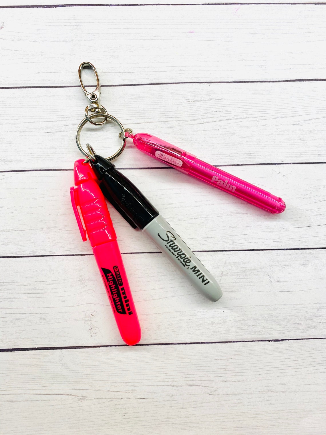 Sharpie Mini ballpoint pen BLACK INK highlighter keychain. Etsy