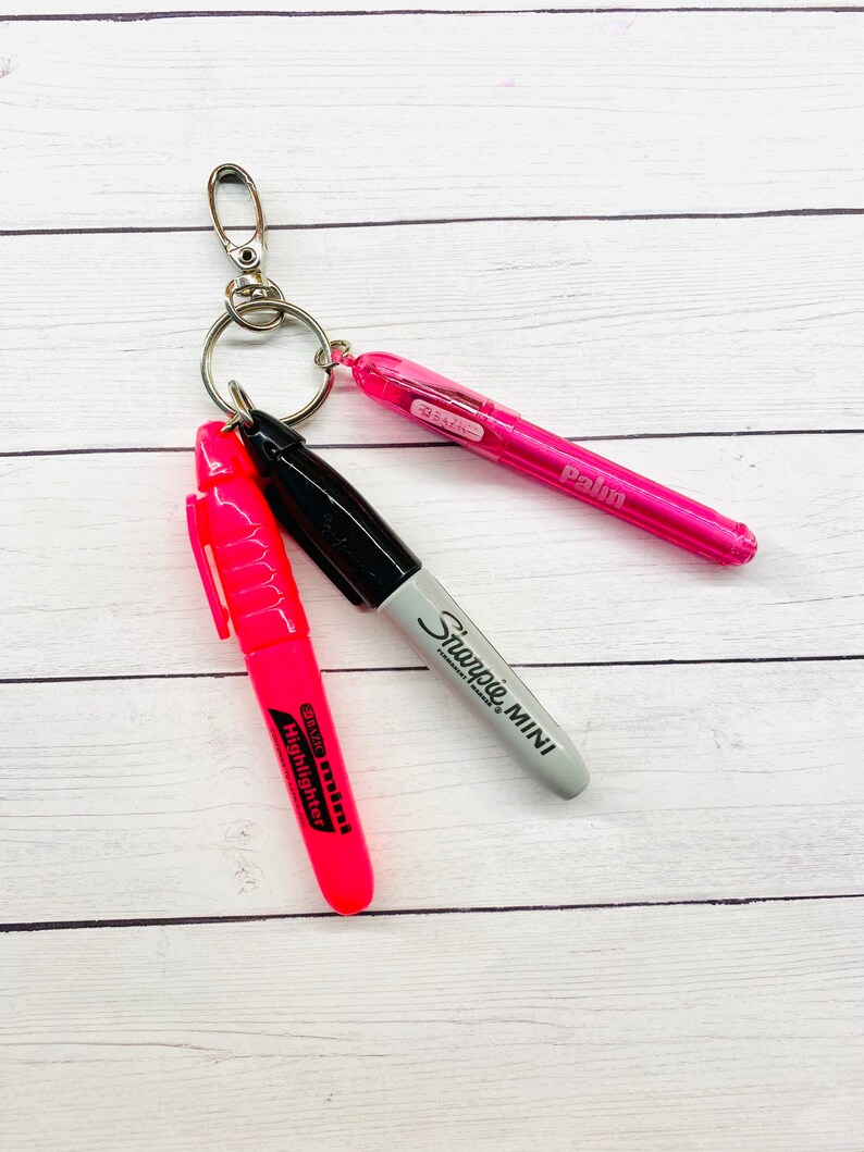 Sharpie Mini ballpoint pen BLACK INK highlighter keychain. Etsy