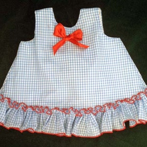 Dorothy Ruffle Blue White Gin Gain & Red Bow Inspired - Etsy