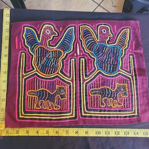 1800 2451 Mola quilt embroider by kunas indians in Panama Central America vintage